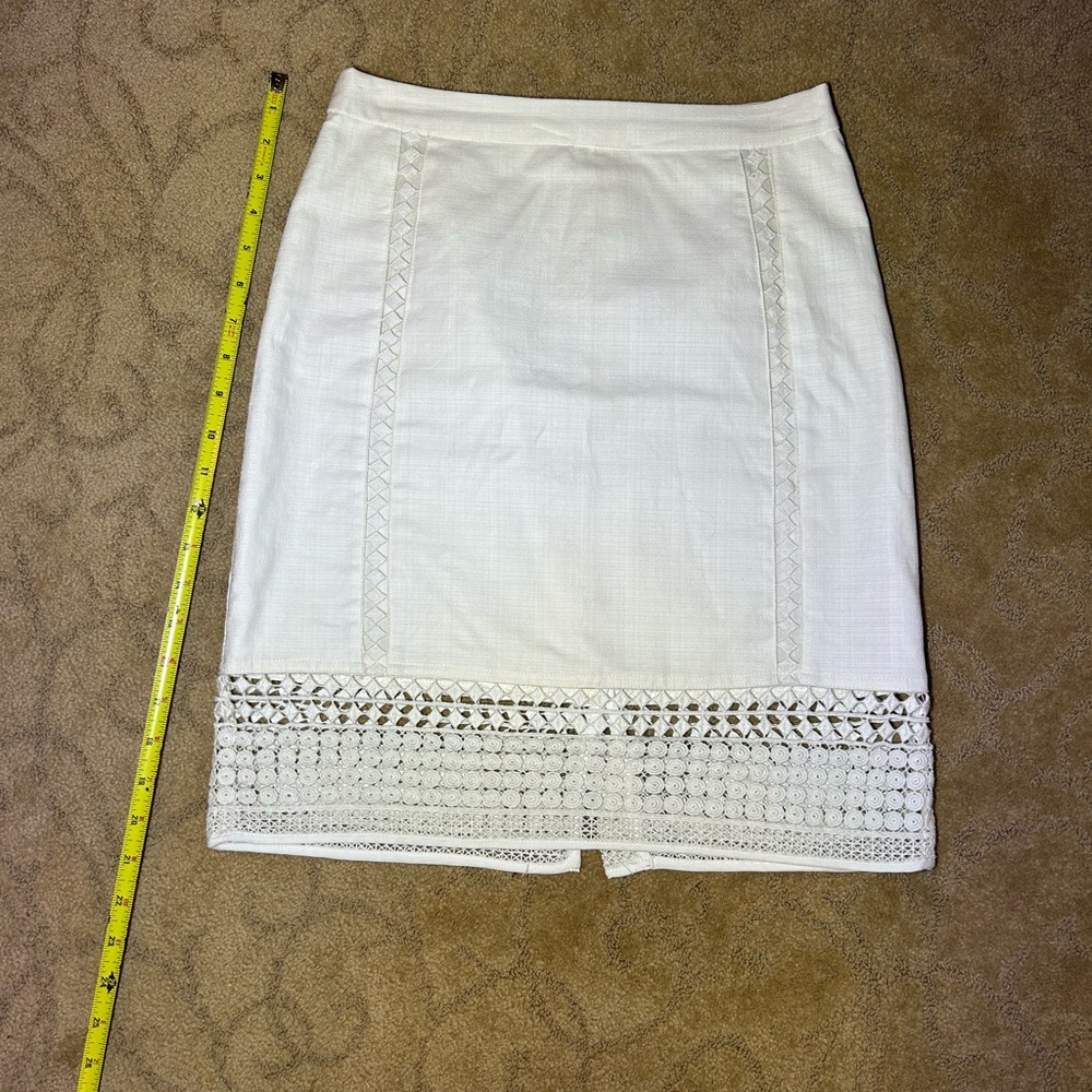 J Crew Cream Lace Trim Lined Skirt